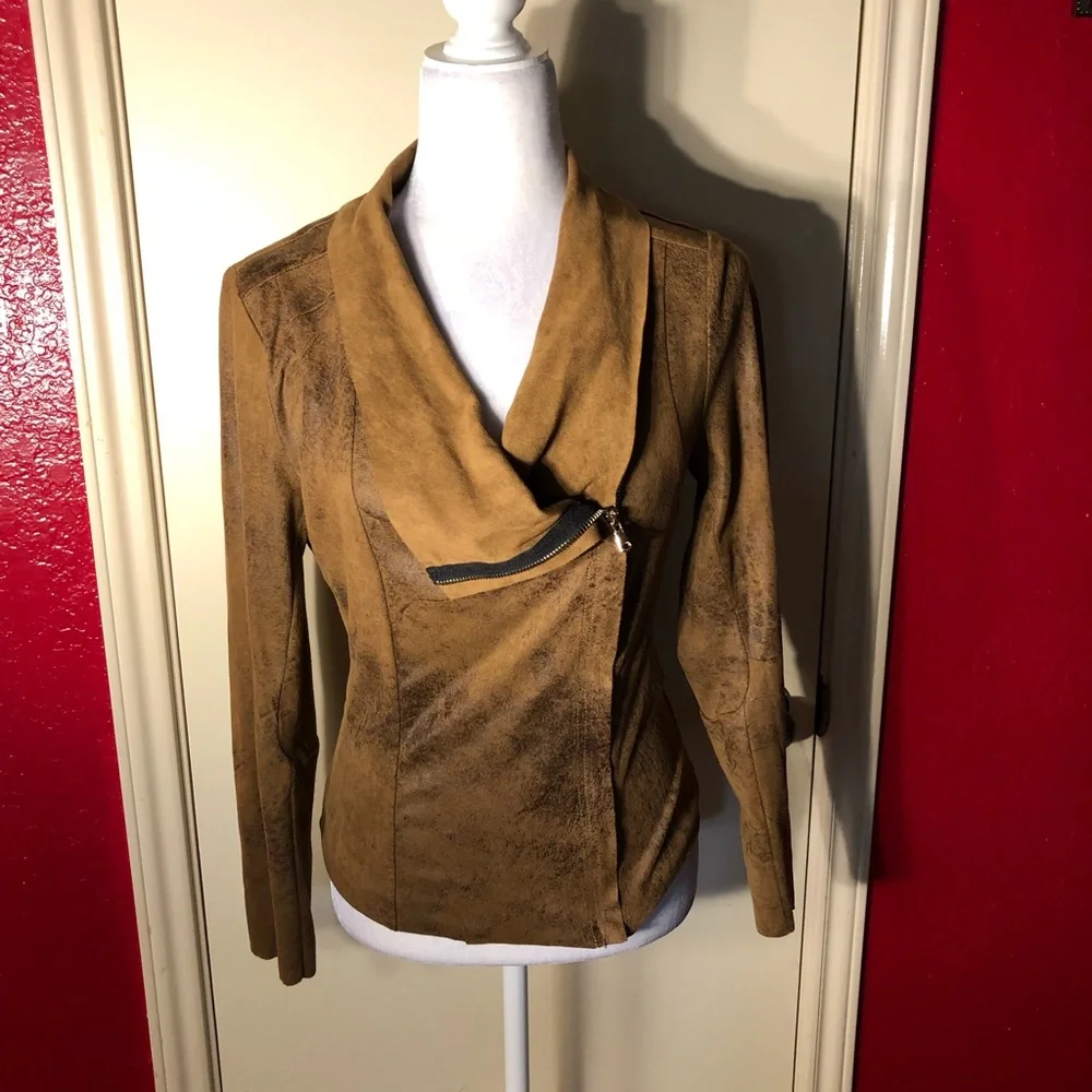 Live a Little Faux Suede Moto Distressed Jacket - Picture 3 of 9